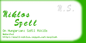 miklos szell business card